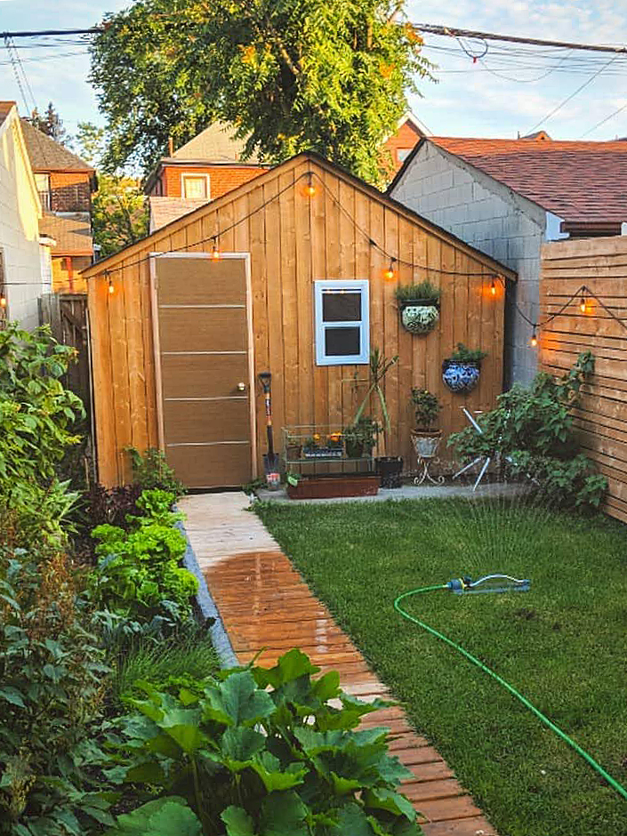 plain wood detached garage