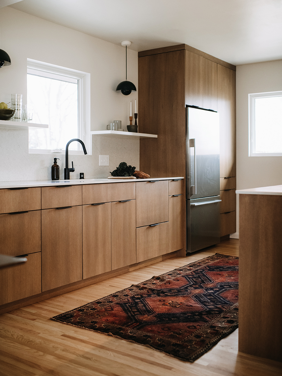 Kitchen with wooden cabinets