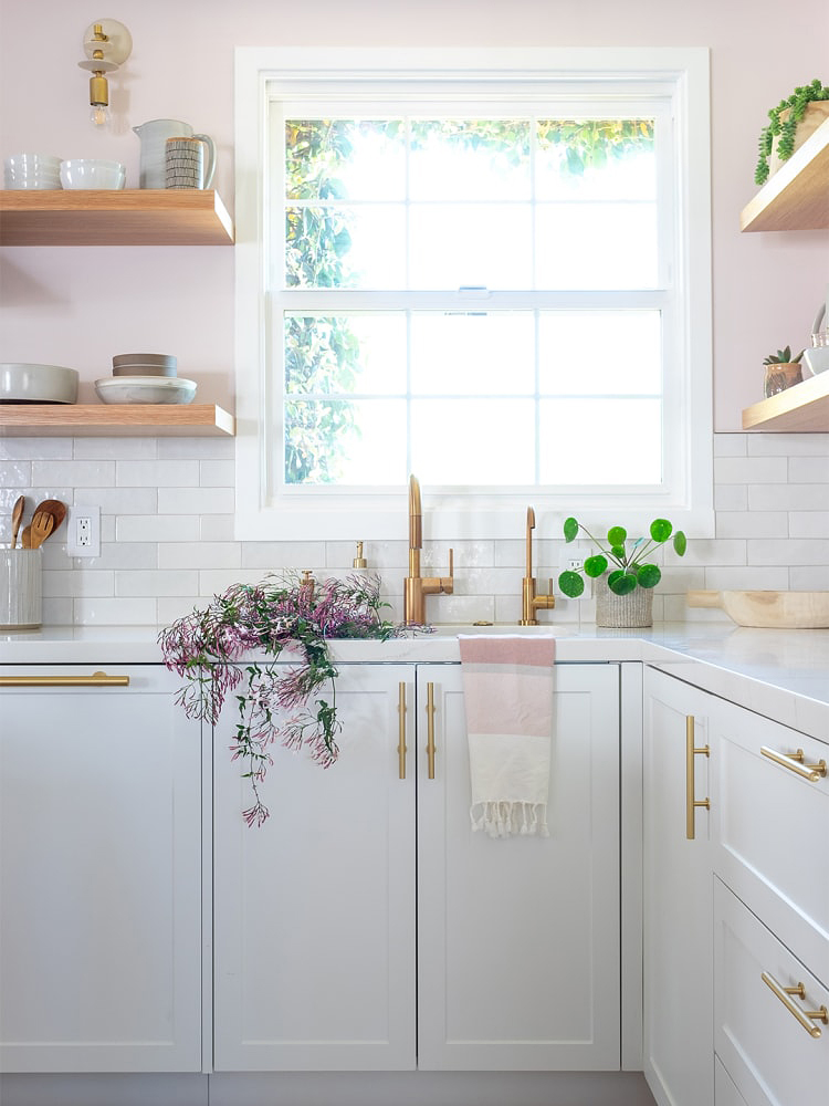 Kitchen with white cabinets