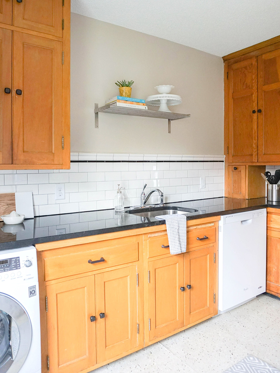 Kitchen with wooden cabinets