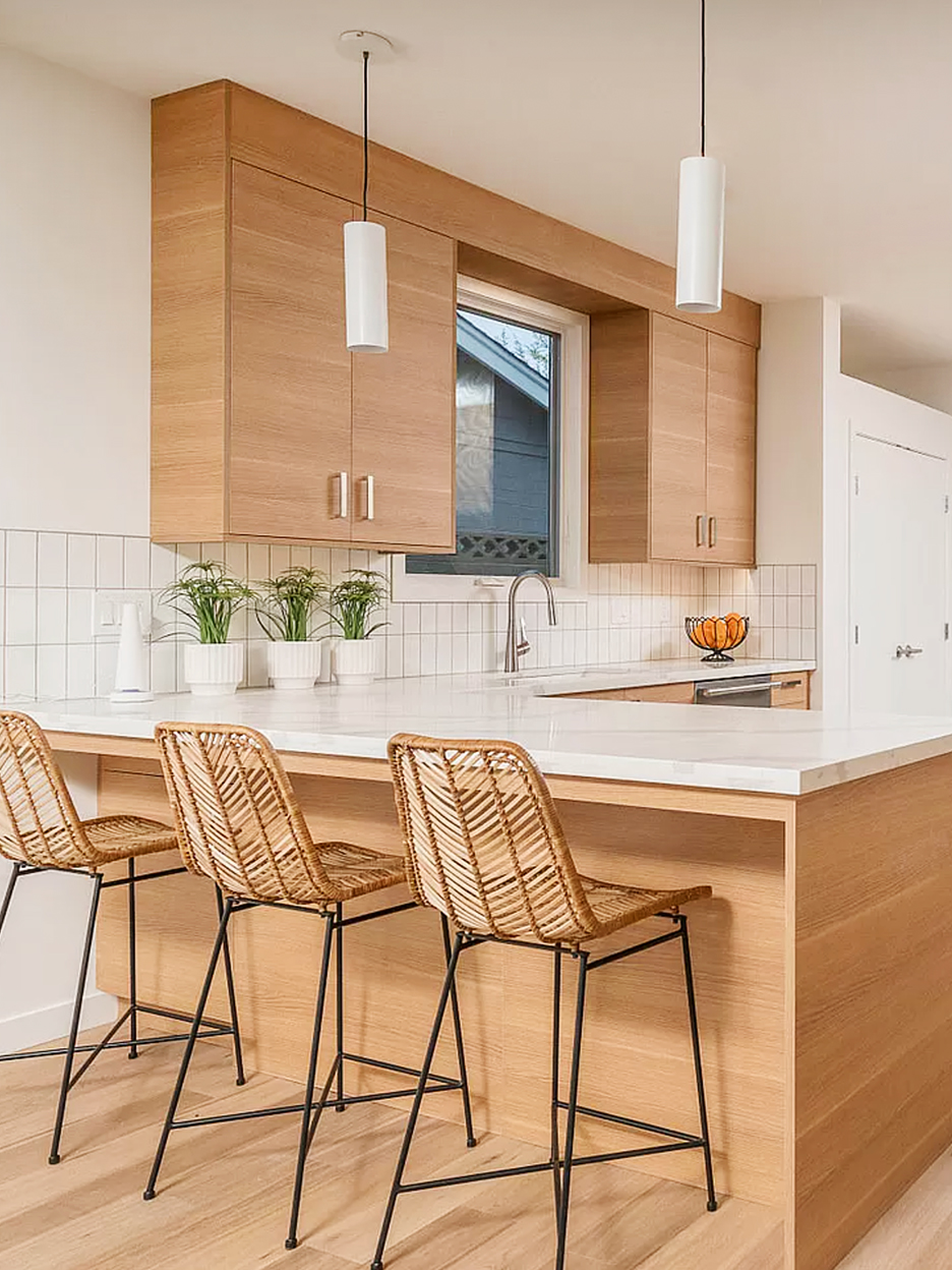 Kitchen with wooden cabinets