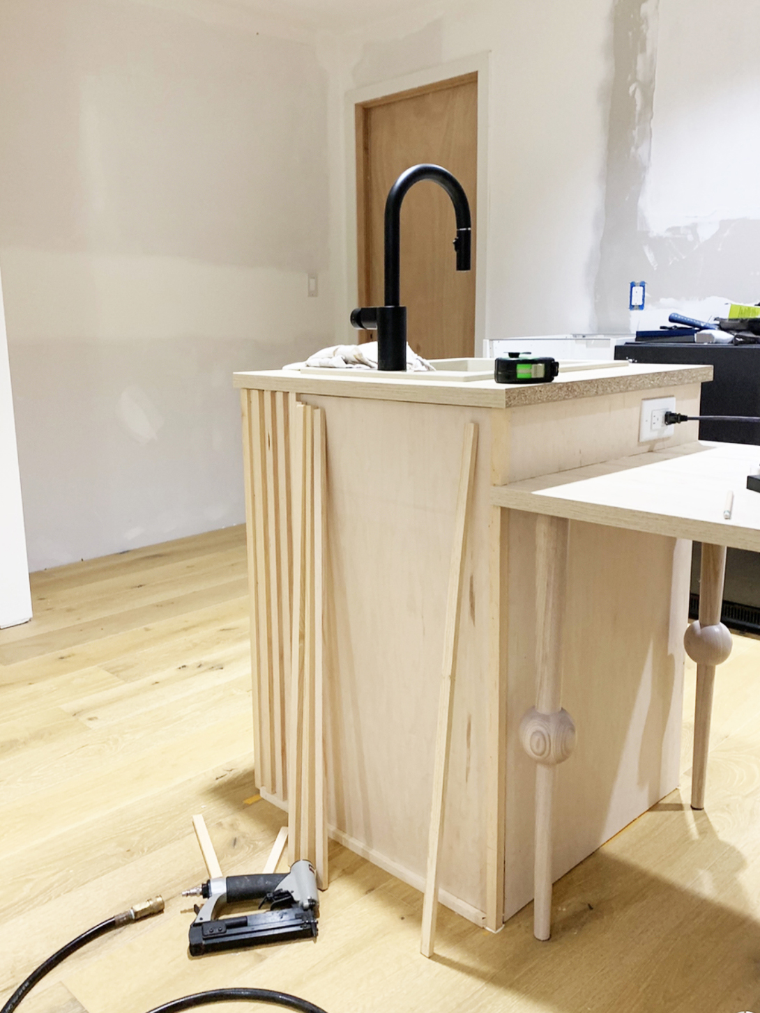 wooden kitchen island in progress