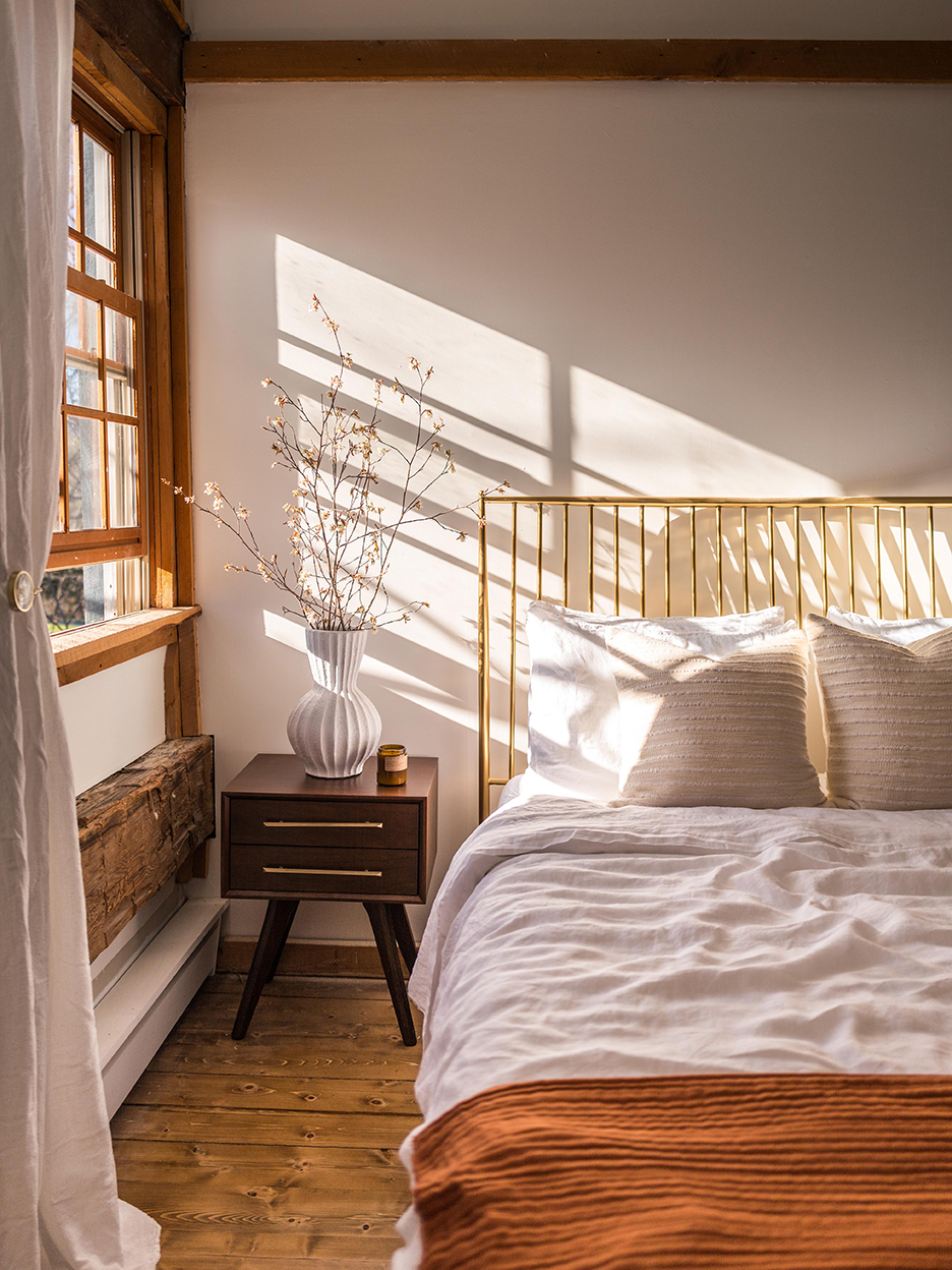 Light streaming through bedroom window