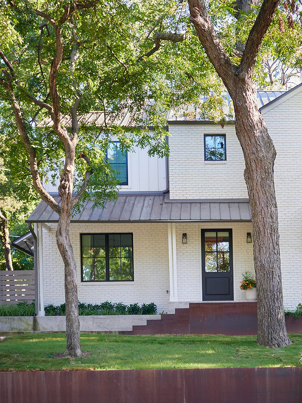 white home with big yard