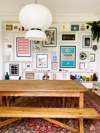 Dining room with gallery wall