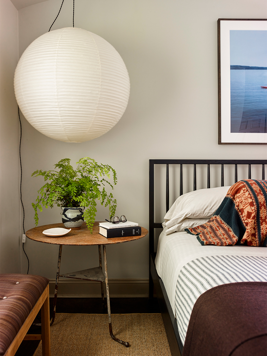 Bedroom With Noguchi Pendant Lamp