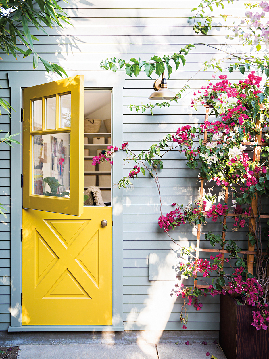 exterior with yellow dutch door