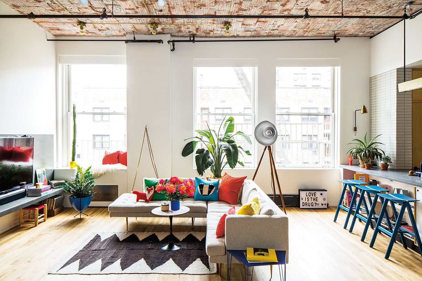 airy loft living room