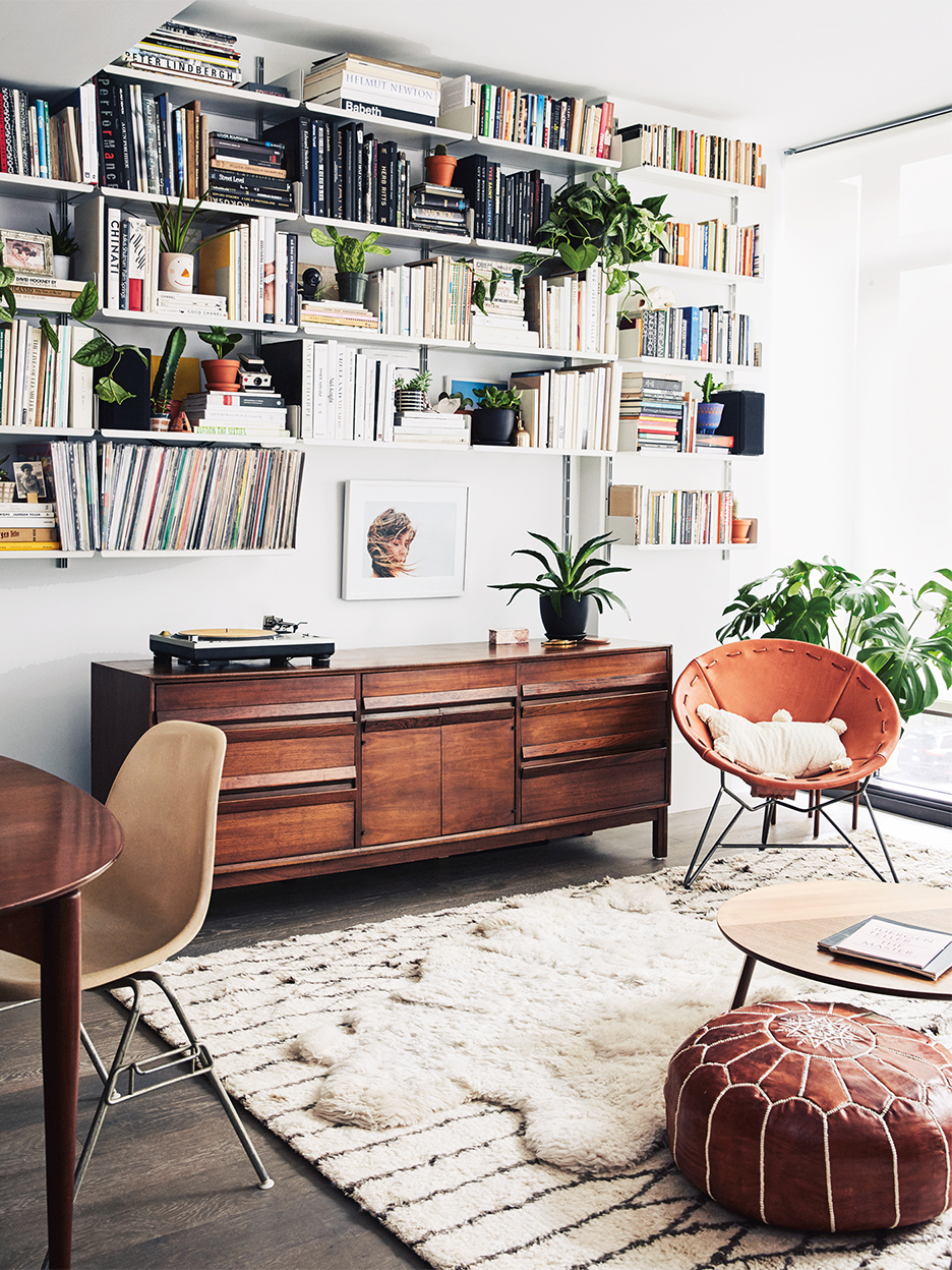 cozy living room with shag rugs