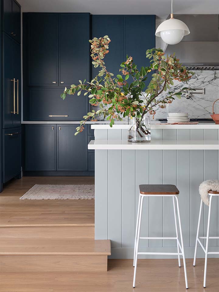 dark blue cabinets