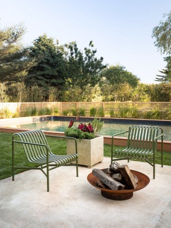 Backyard with pool and fire pit