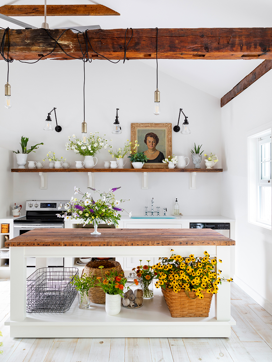 Flower studio with exposed beams