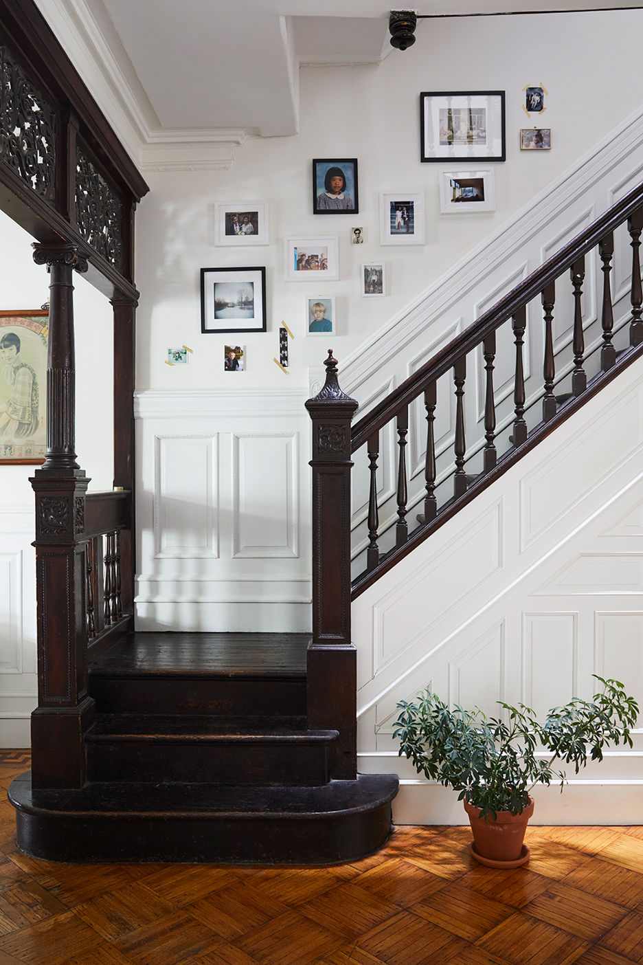 Staircase with gallery wall