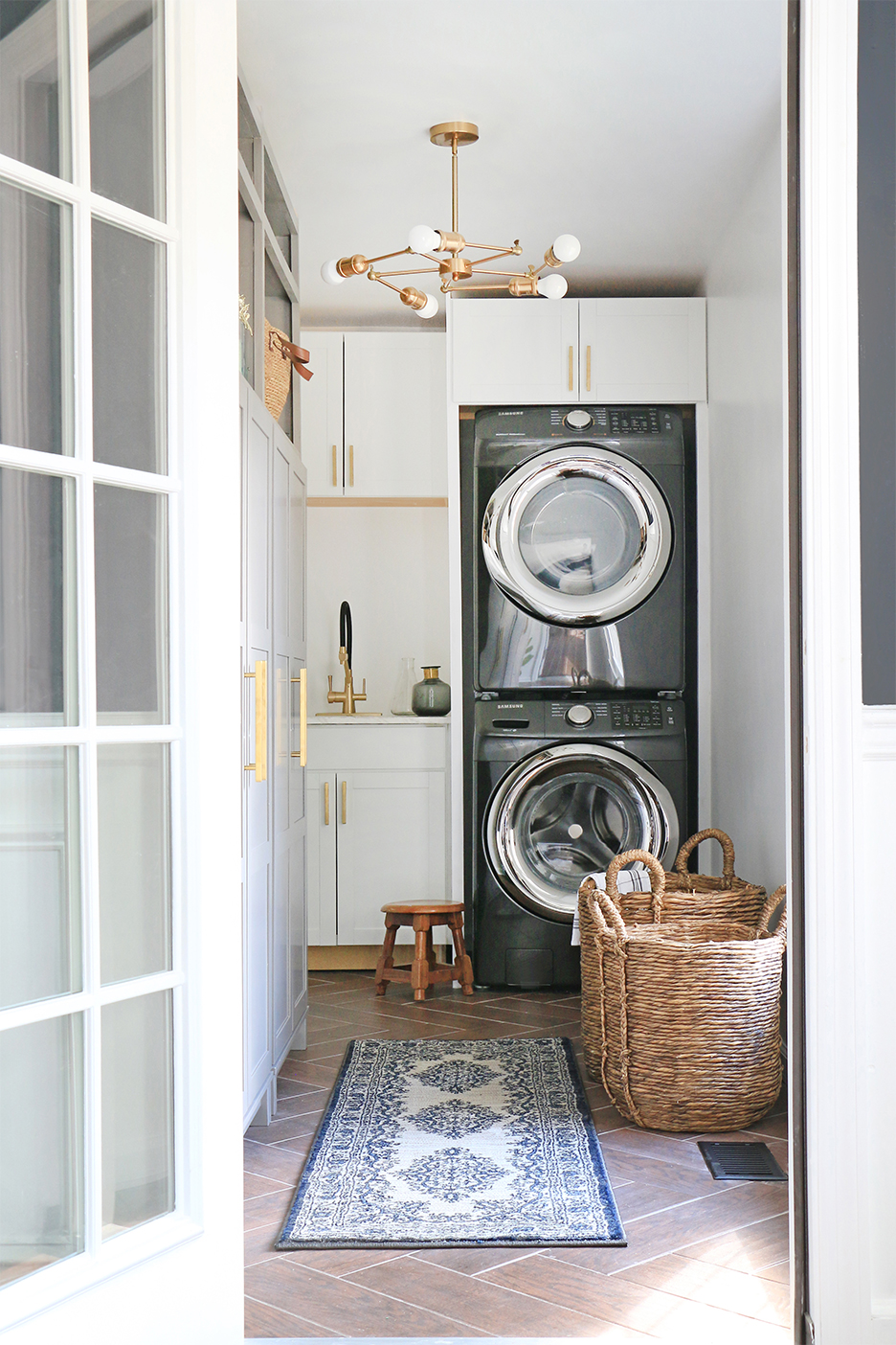 narrow modern laundry room