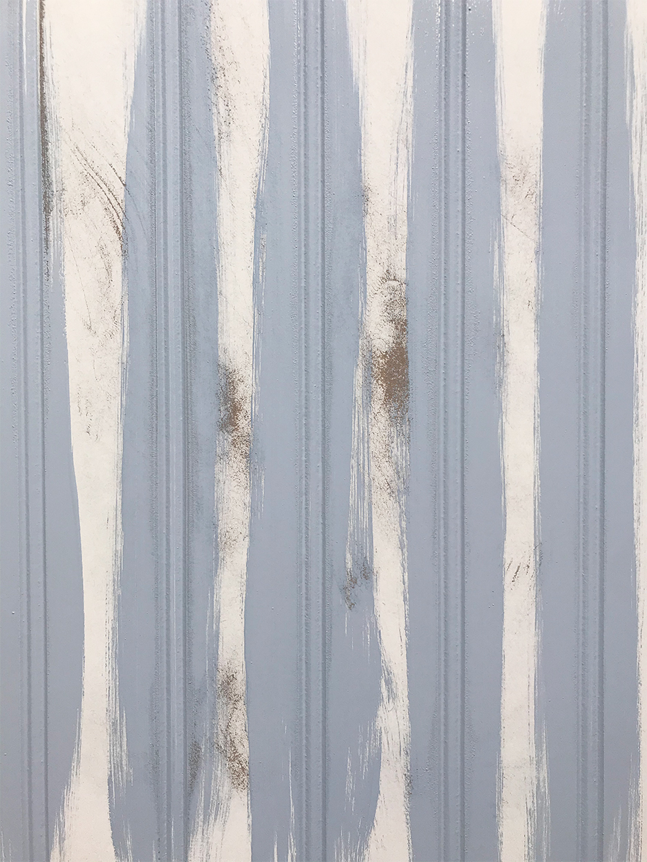 Trim painted with blue stripes