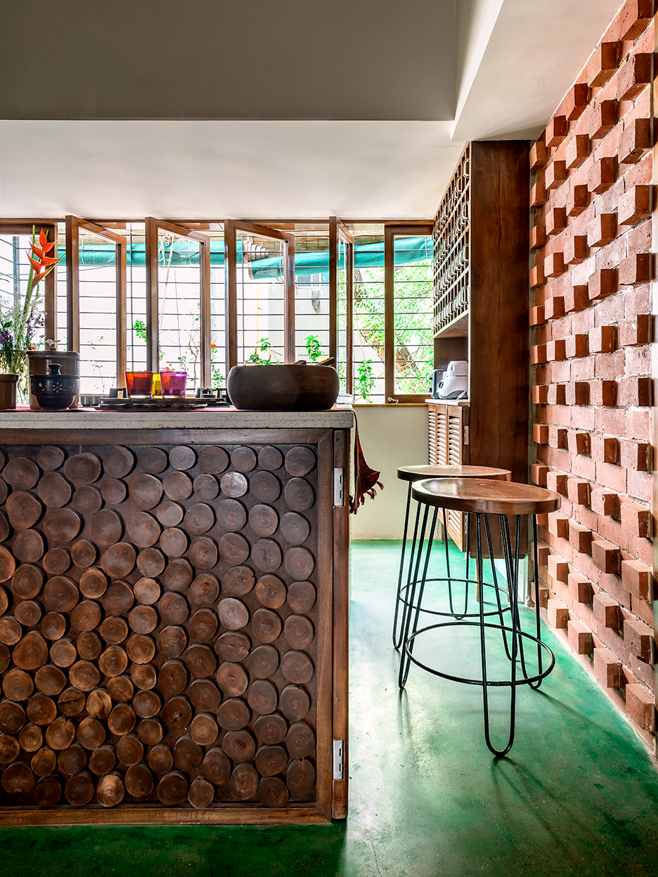 kitchen with green floor