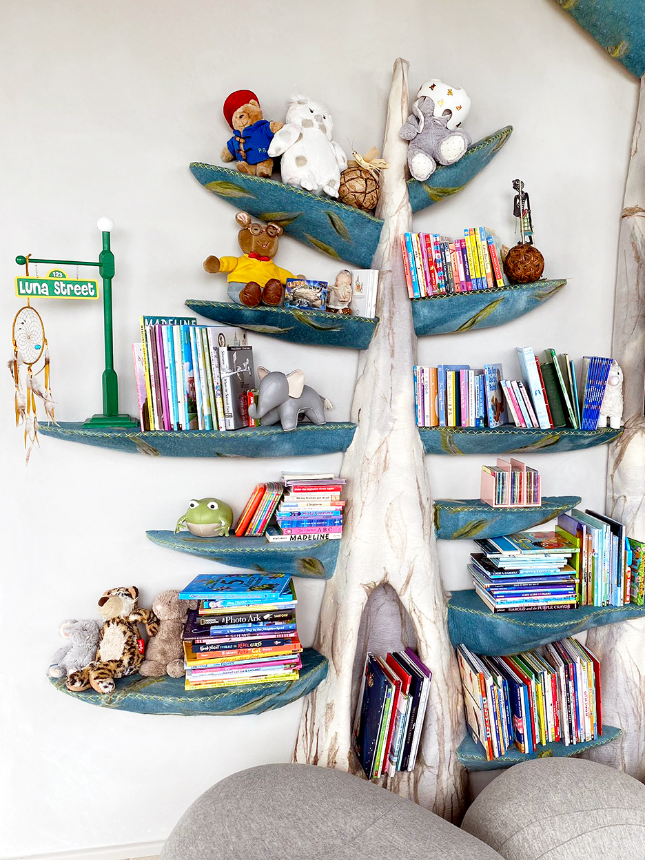 rock-inspired kids bookshelf