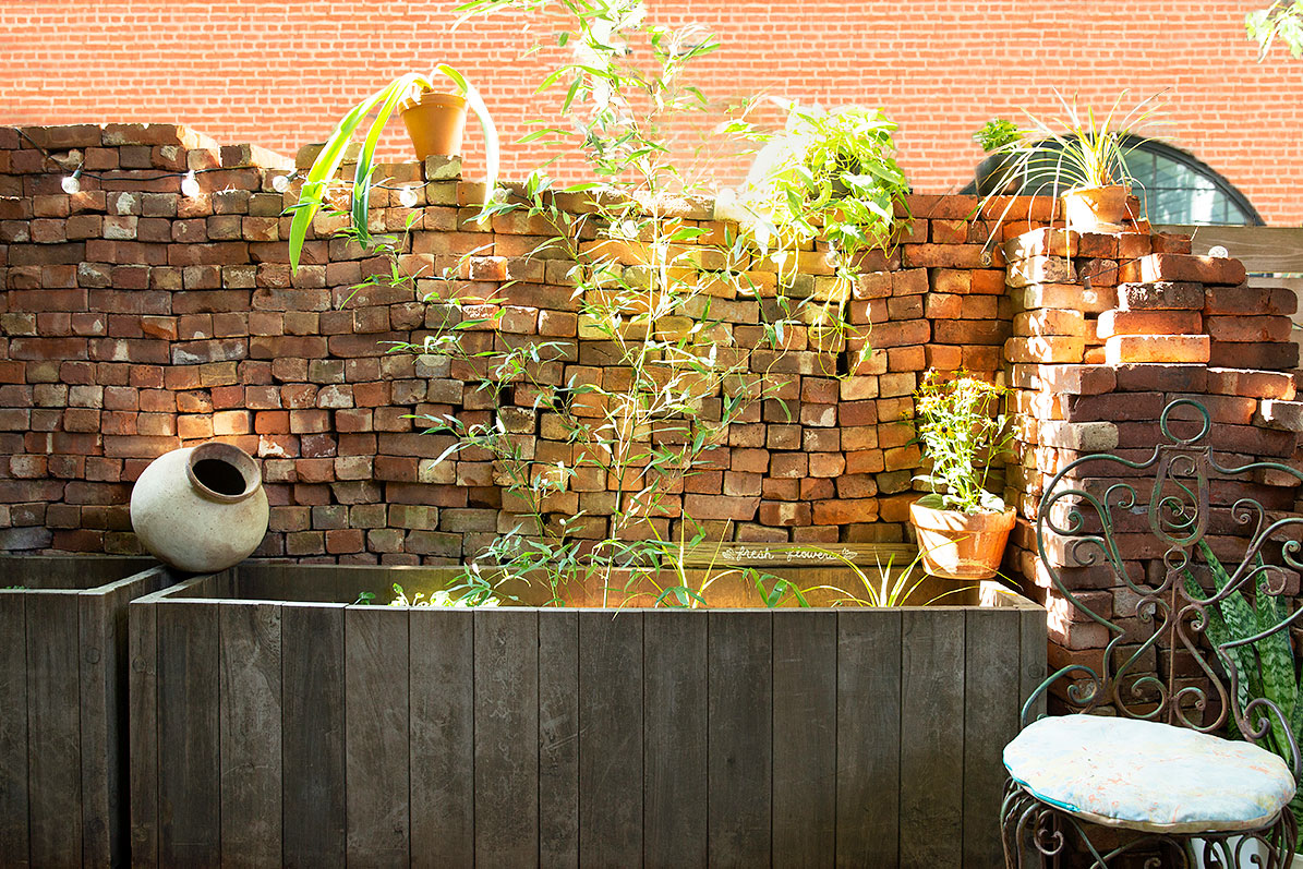 bricks stacked in a wall