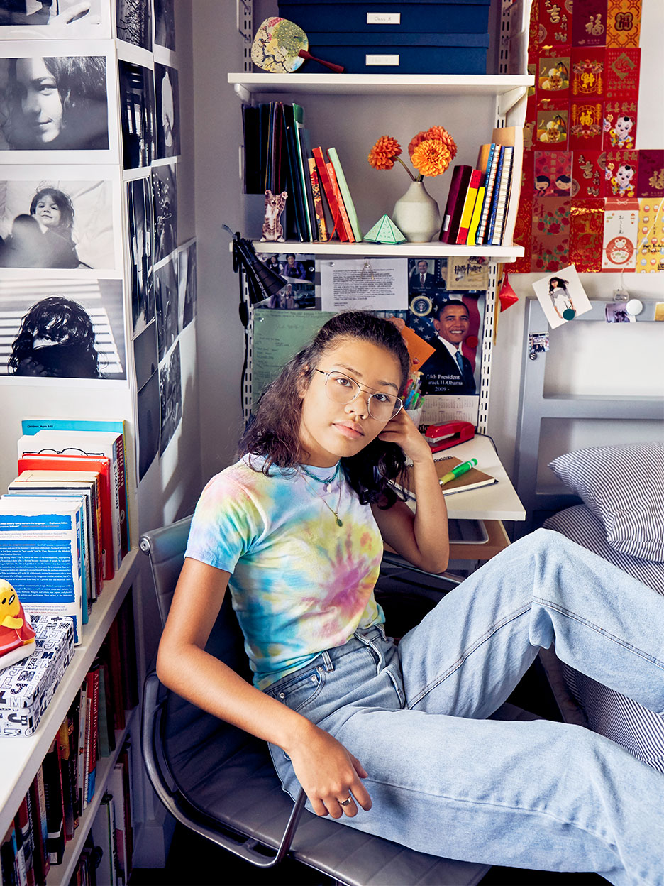 portrait of teen in bedroom