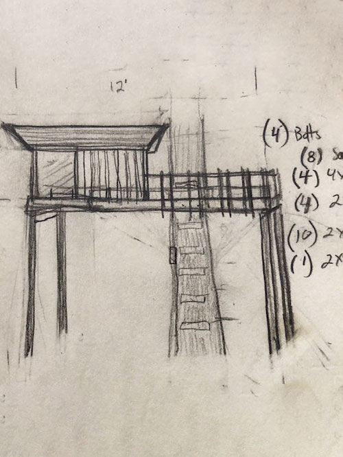 drawing of a treehouse