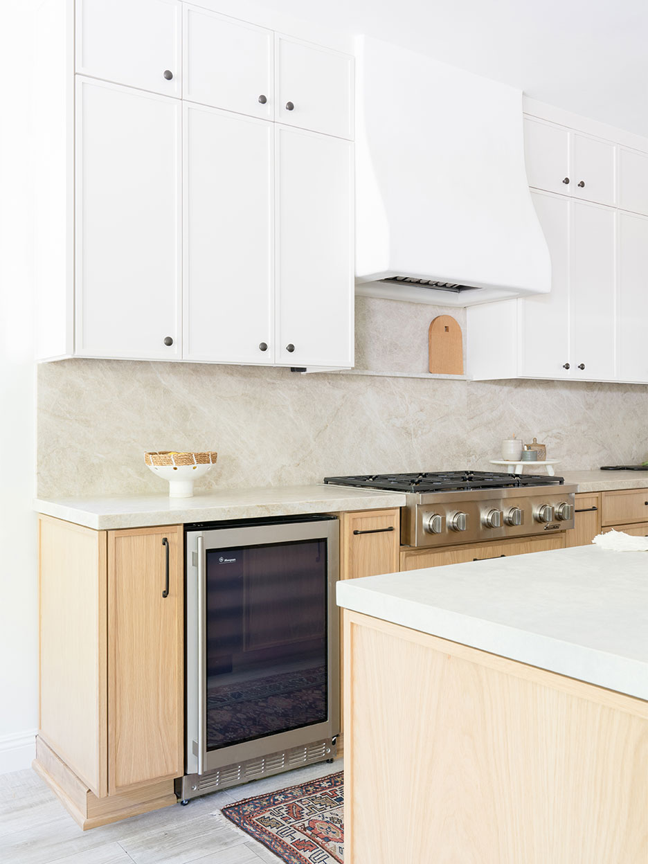 white and wood cabinets