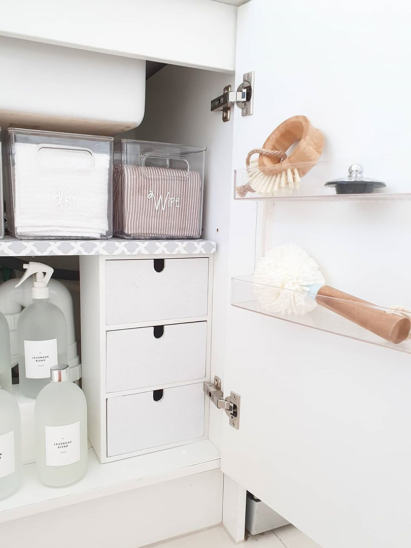 organized under sink area