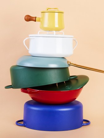 colorful pots and pans