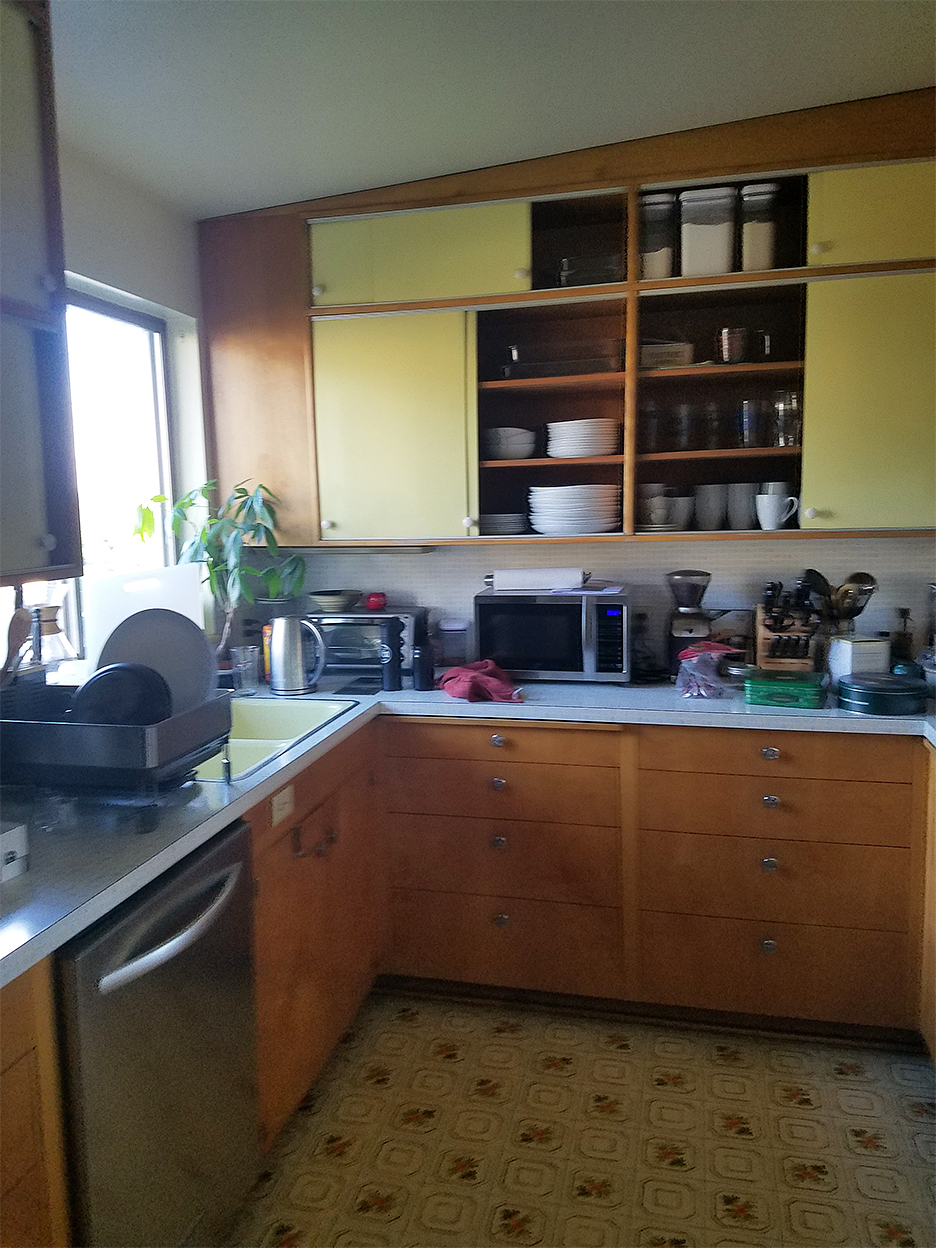 old yellow linoleum kitchen