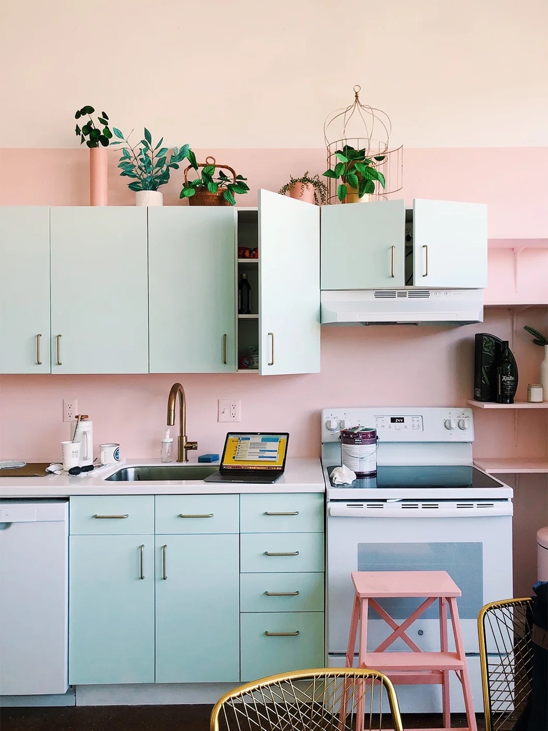 baby blue cabinets