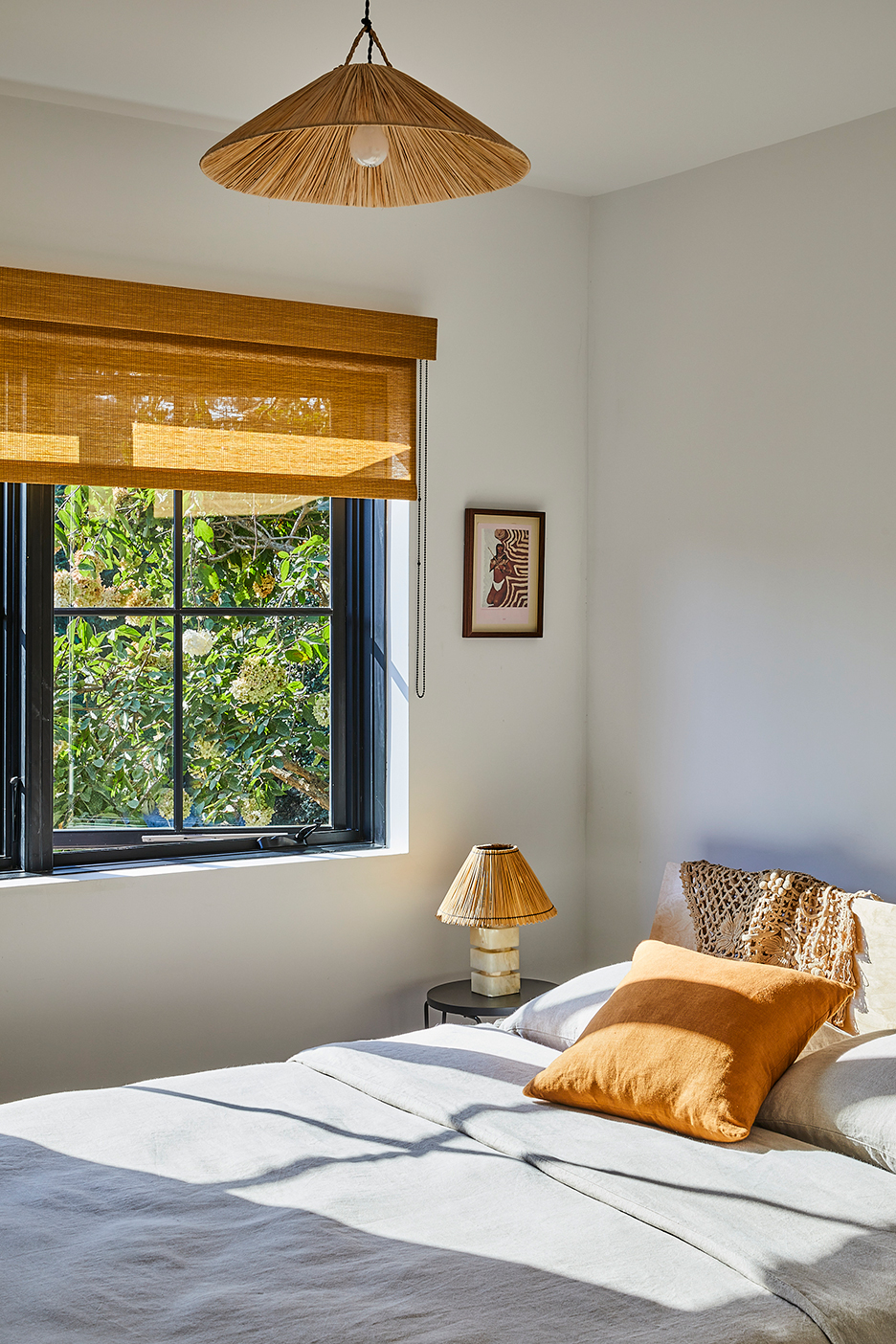 Beach bungalow with raffia window shades