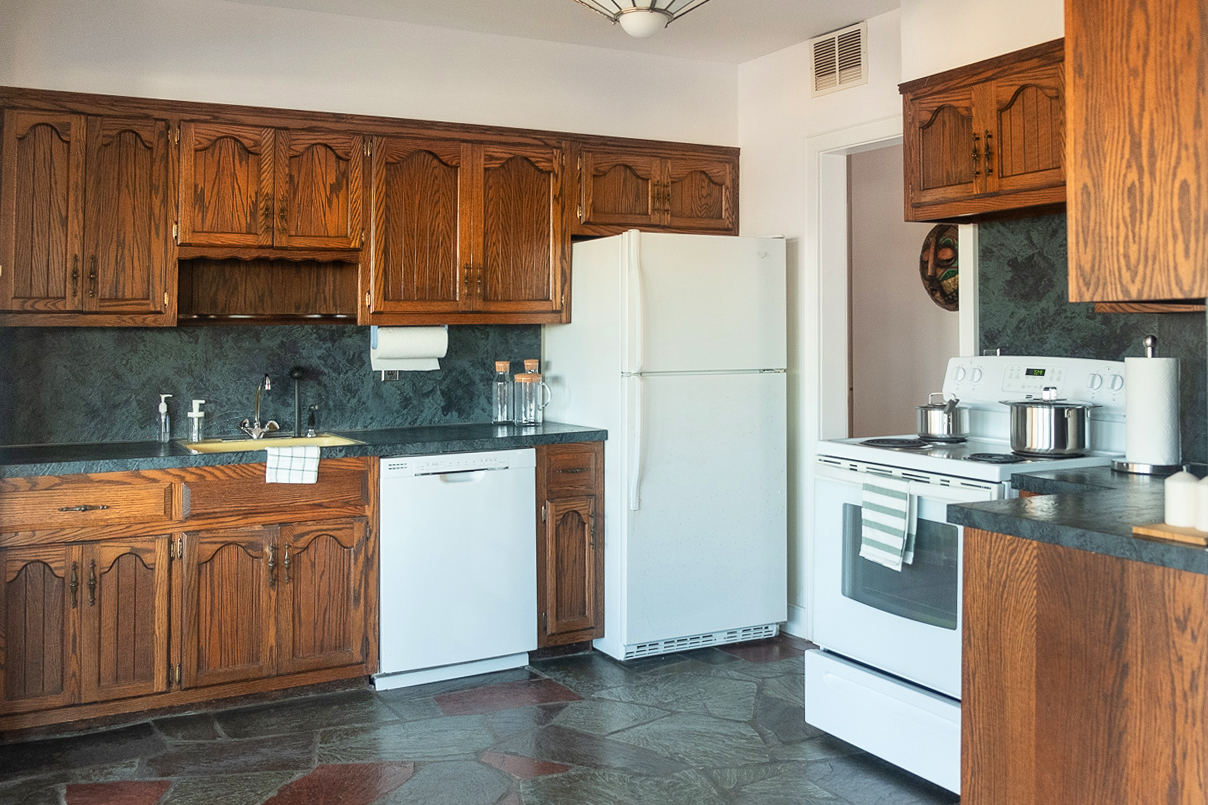 Brown kitchen cabinets