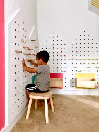 DIY plywood pegboard houses