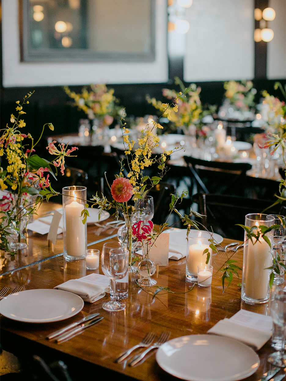 flowers on dinign table