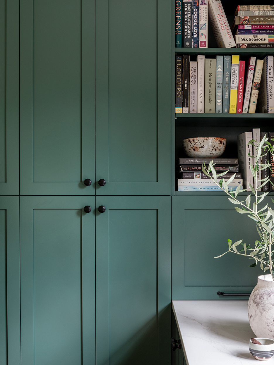 green shaker cabinets