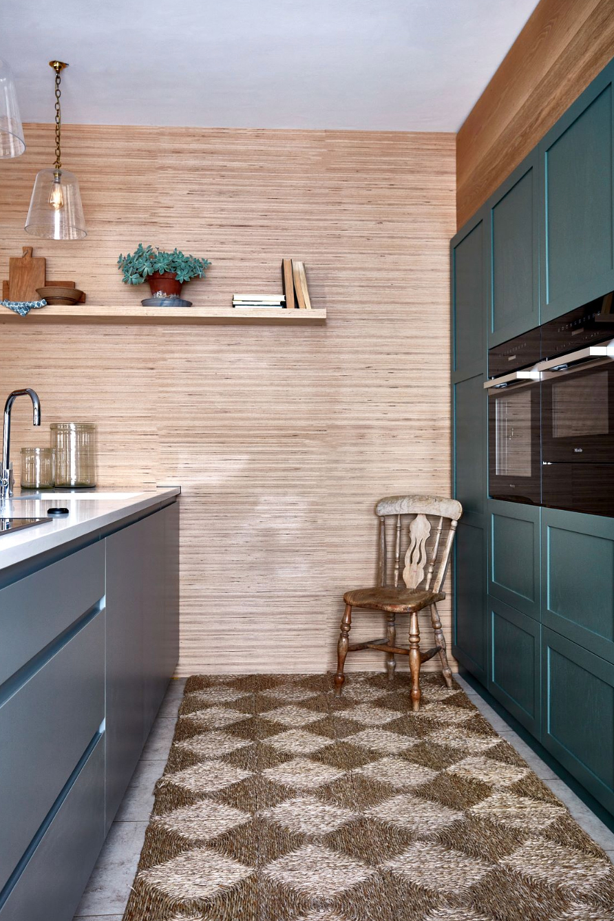 dark green galley kitchen