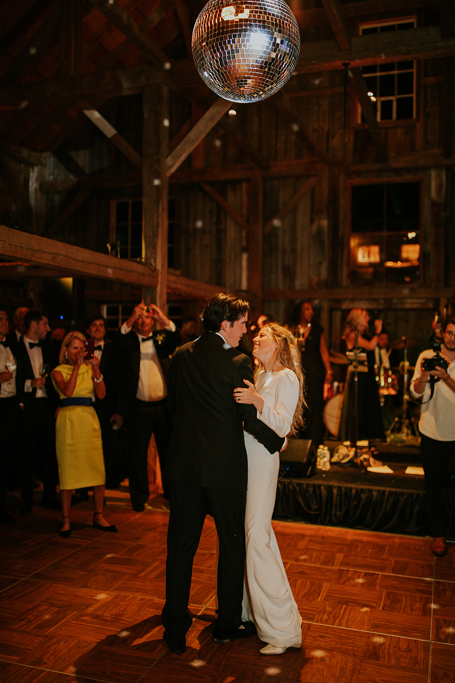 Bride and groom dancing