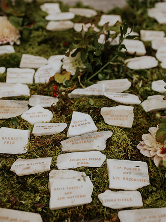 Marble pieces with writing