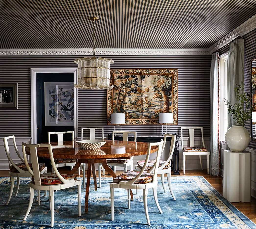 striped dining room