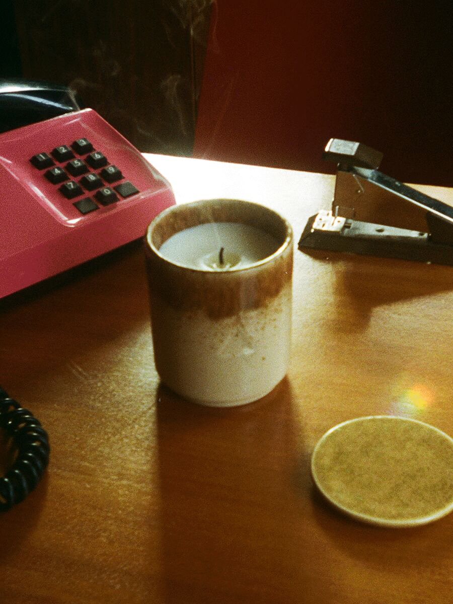 Candle on desk