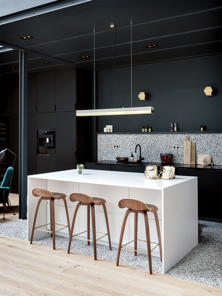 black and white kitchen