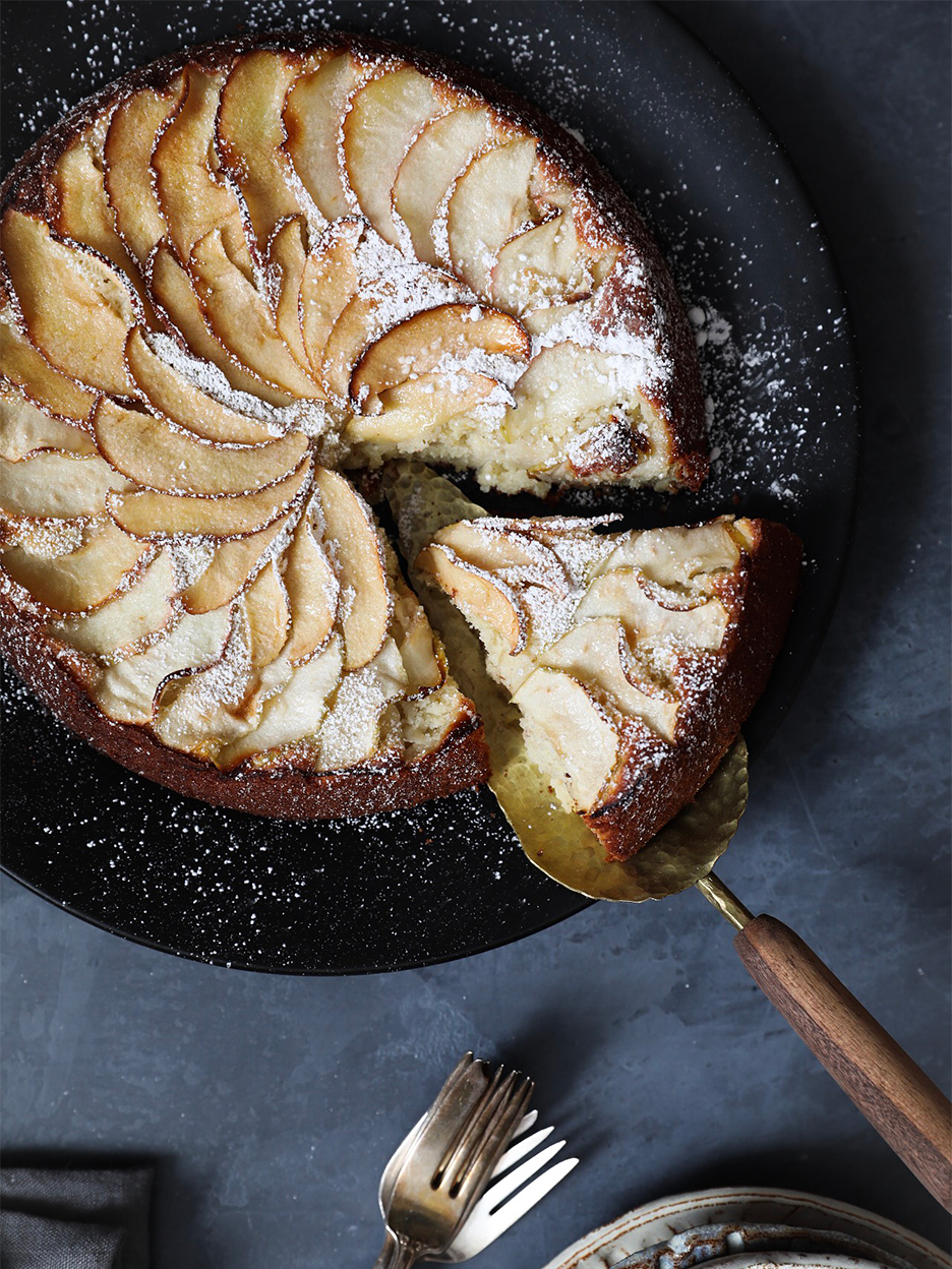 Apple Ricotta Cake With Miso Caramel