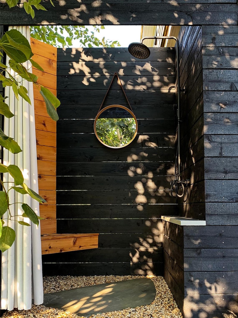 Shou sugi ban outdoor shower