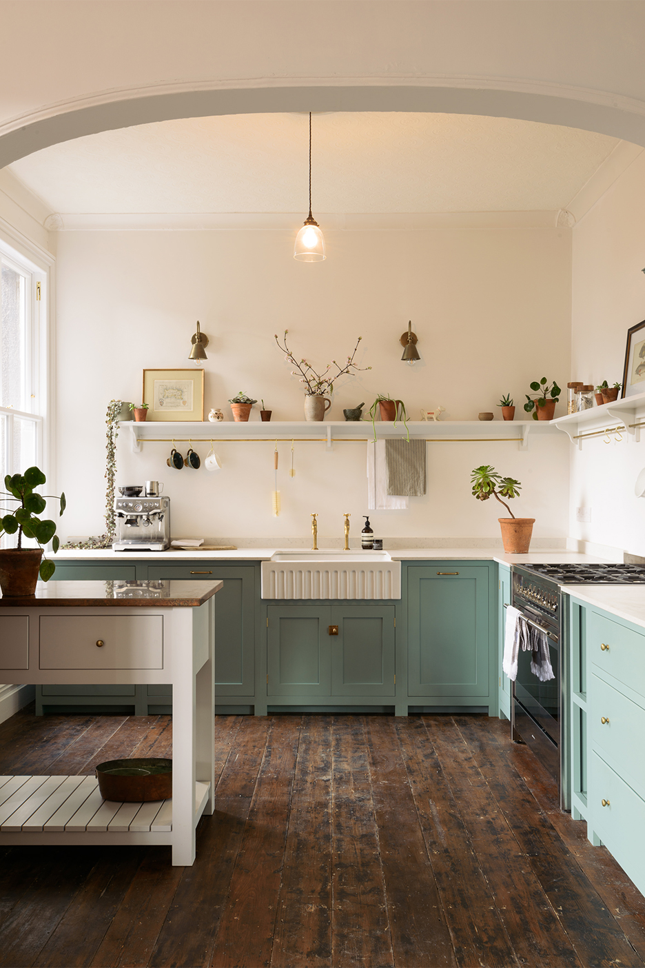 white and green kitchen