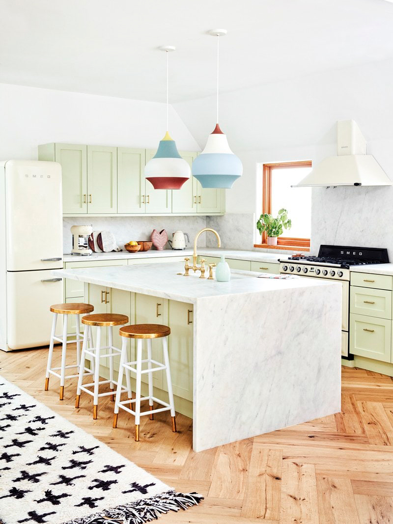 Mint green kitchen cabinet color