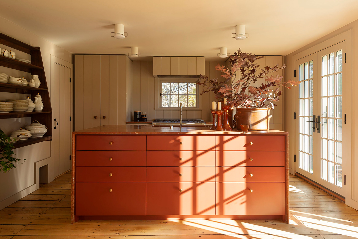 Rust orange kitchen cabinet color