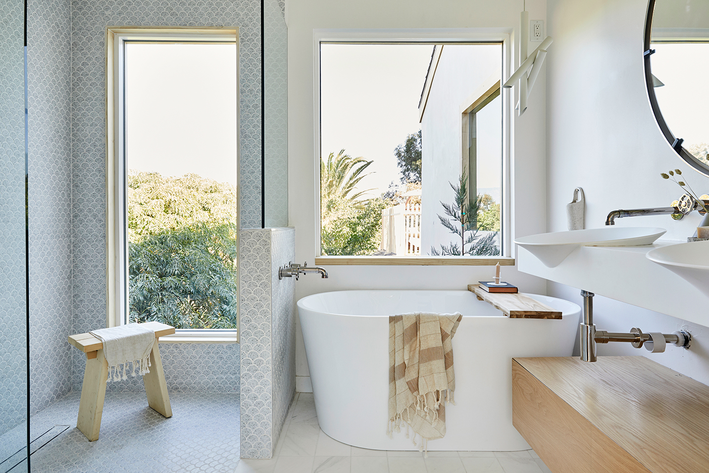 tiny bathroom with soaking tub