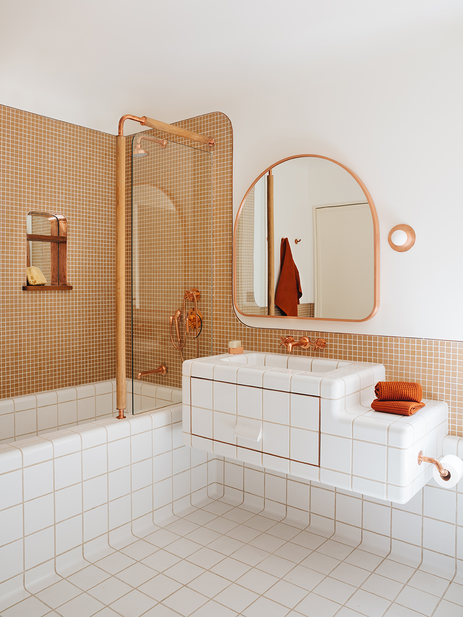 tiled sink vanity