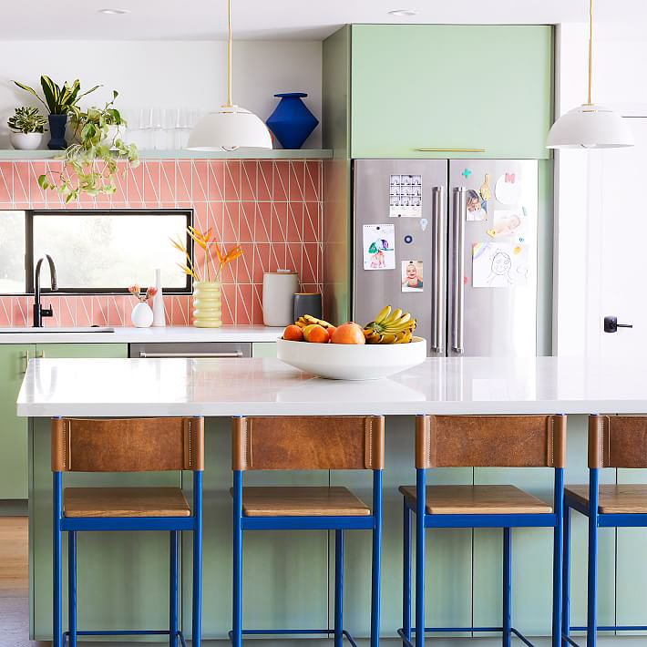 pink and green kitchen