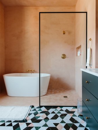 Pink plaster bathroom