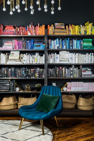 black bookshelf